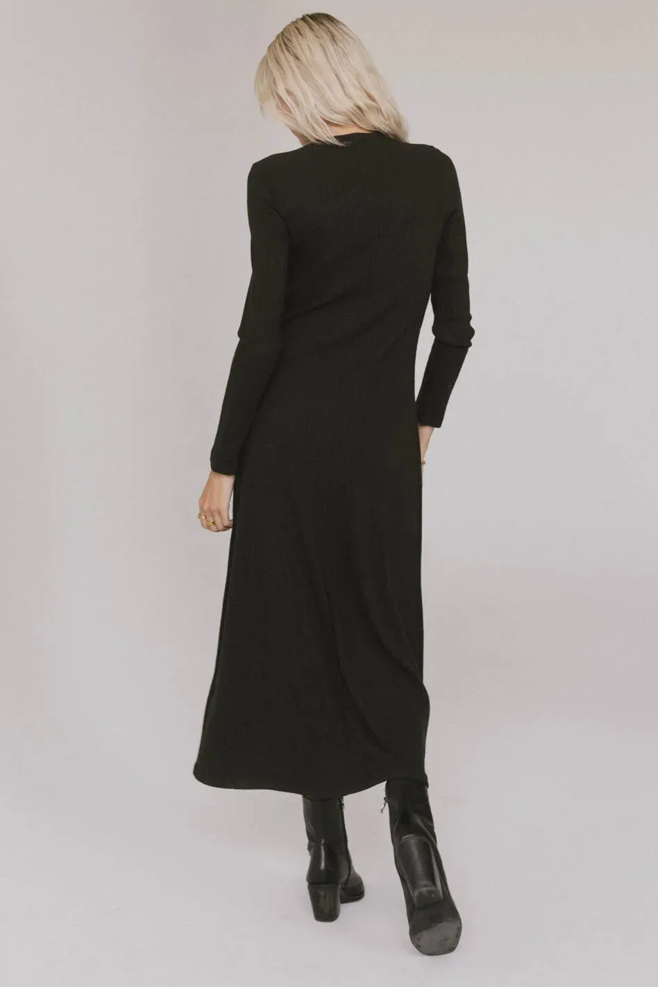 Lynette Ribbed Maxi Dress in Charcoal - FINAL SALE sold by bohme product image thumbnail 3
