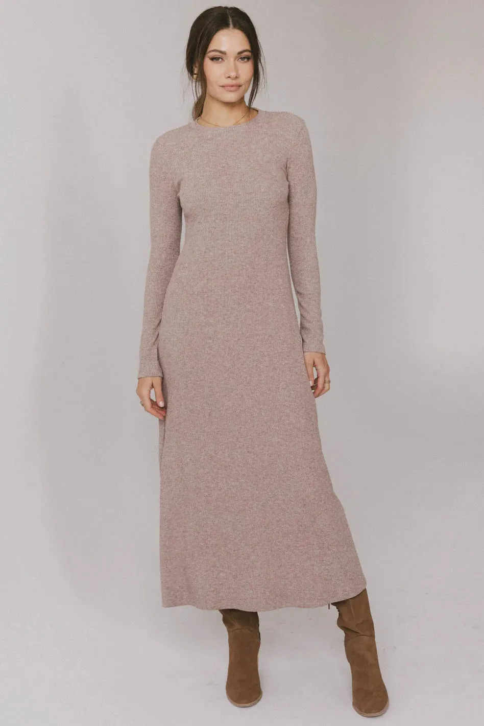 Lynette Ribbed Maxi Dress in Taupe - FINAL SALE sold by bohme