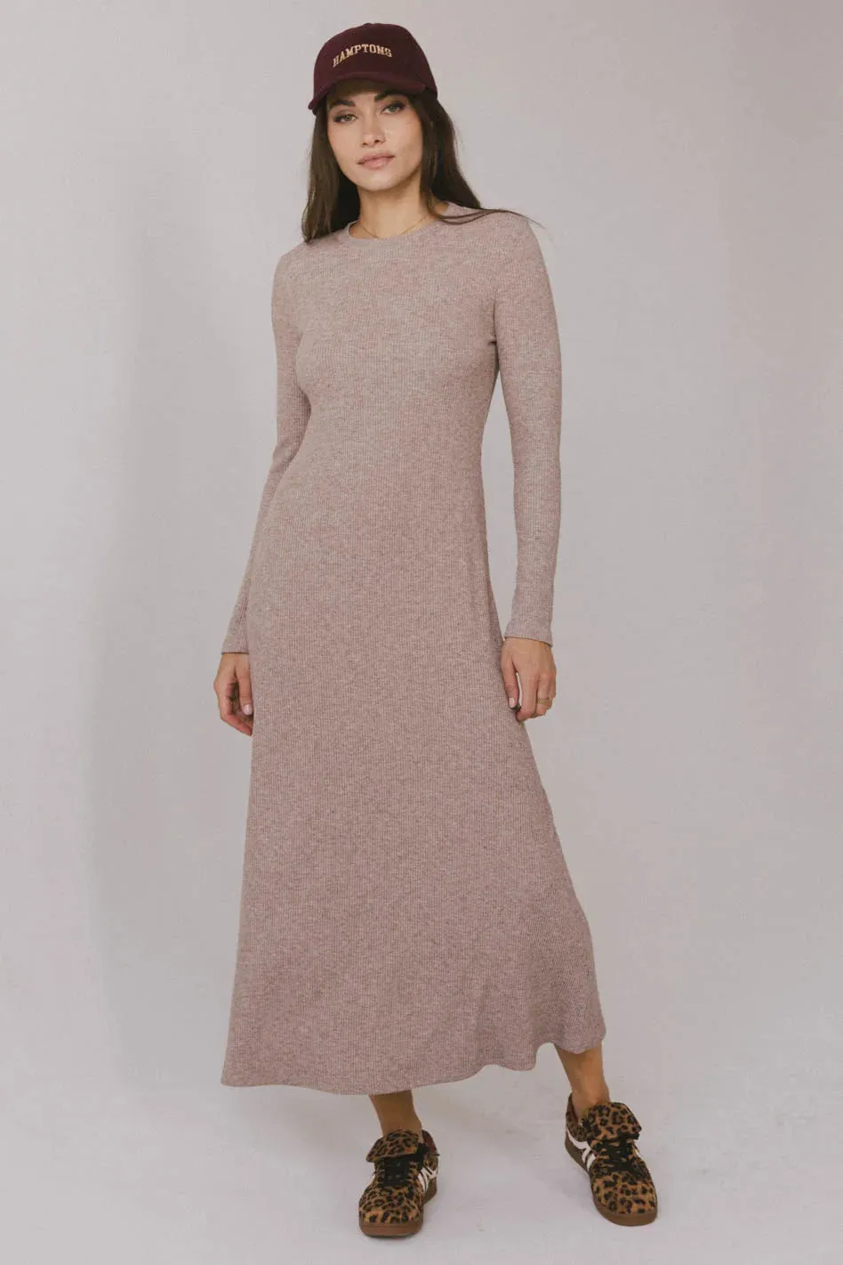 Lynette Ribbed Maxi Dress in Taupe - FINAL SALE sold by bohme product image thumbnail 2