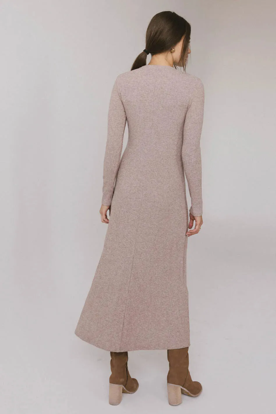 Lynette Ribbed Maxi Dress in Taupe - FINAL SALE sold by bohme product image thumbnail 4