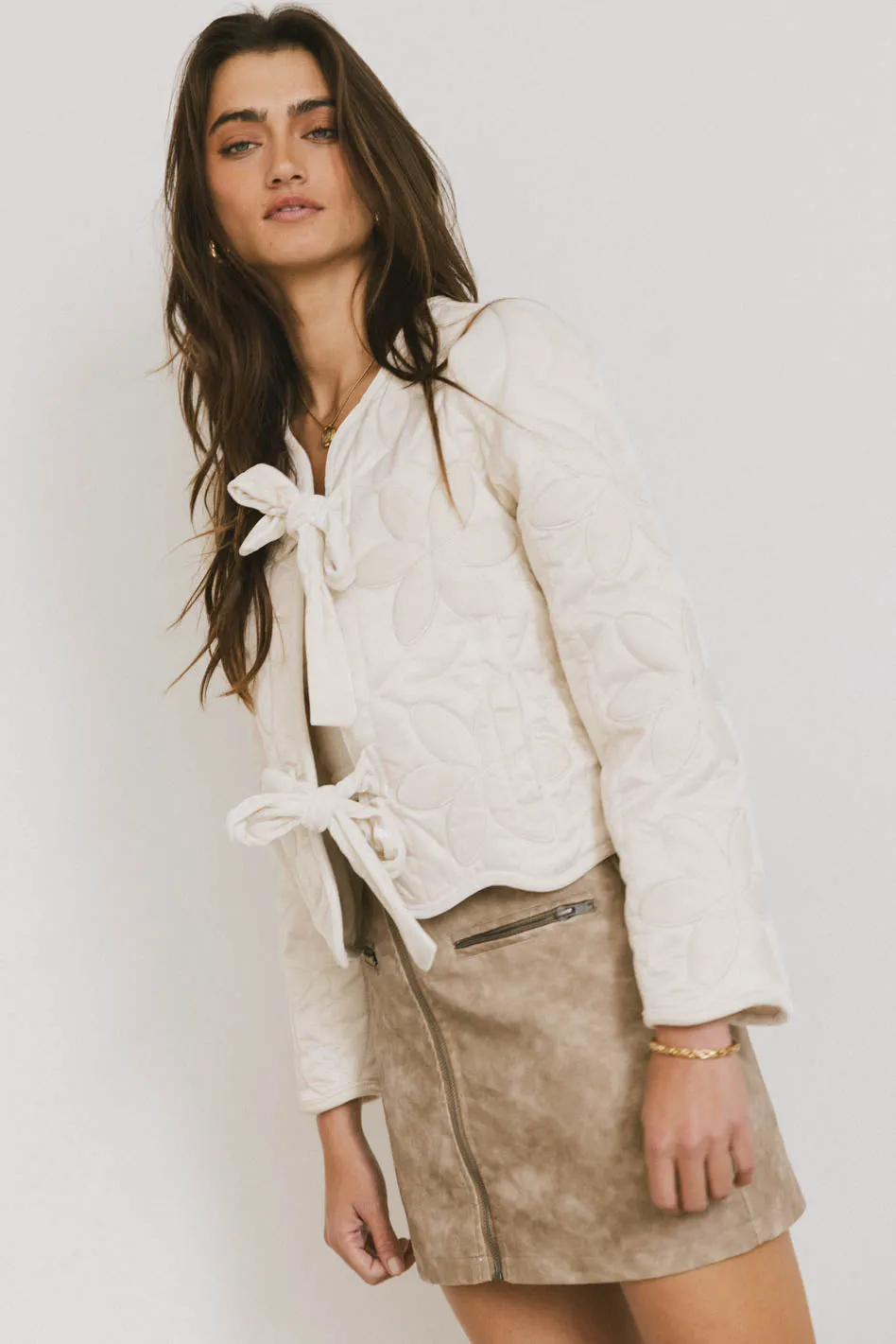 Quinlen Vegan Leather Mini Skirt in Tan - FINAL SALE sold by bohme product image thumbnail 5