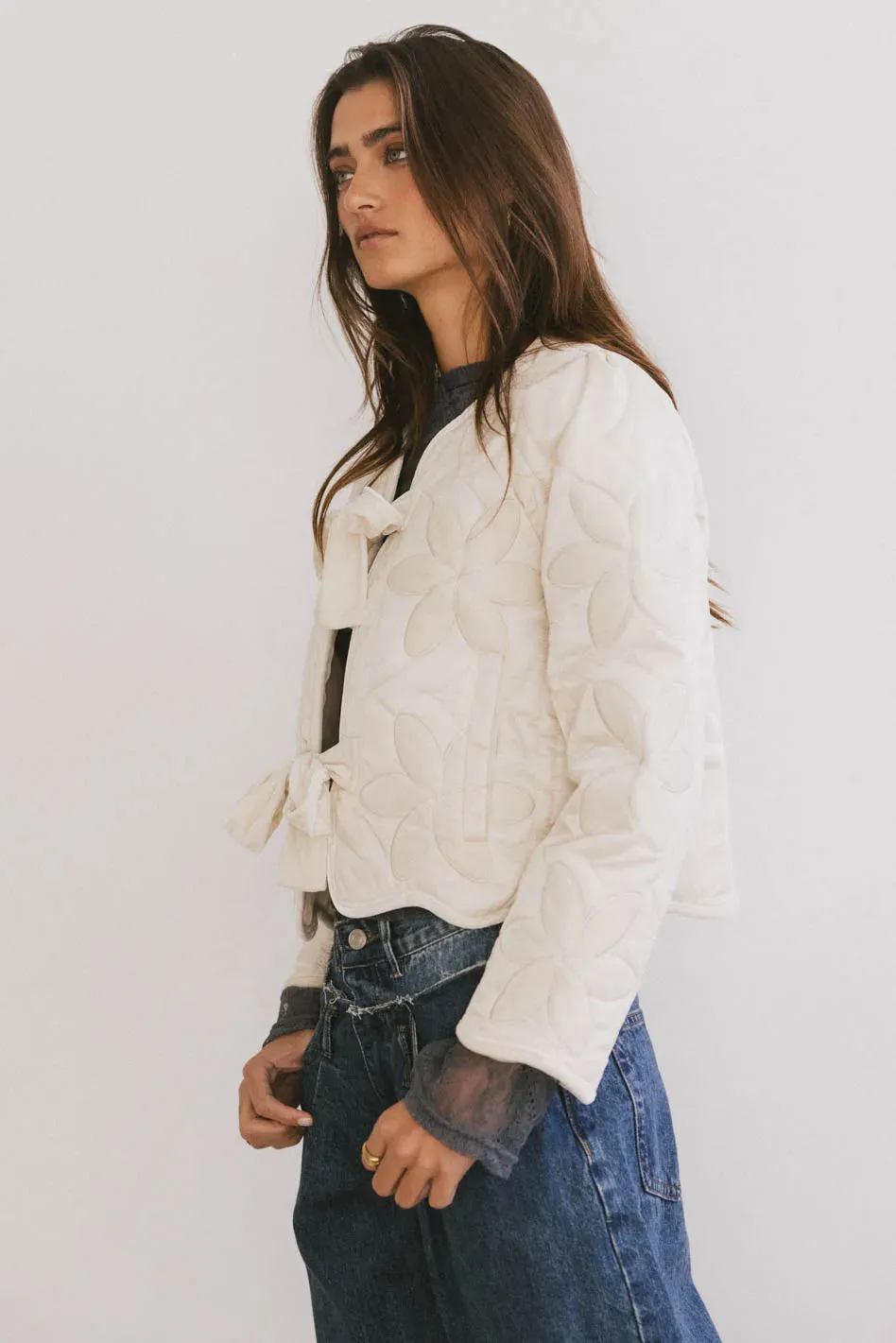 Shelly Quilted Jacket in Cream - FINAL SALE sold by bohme product image thumbnail 4