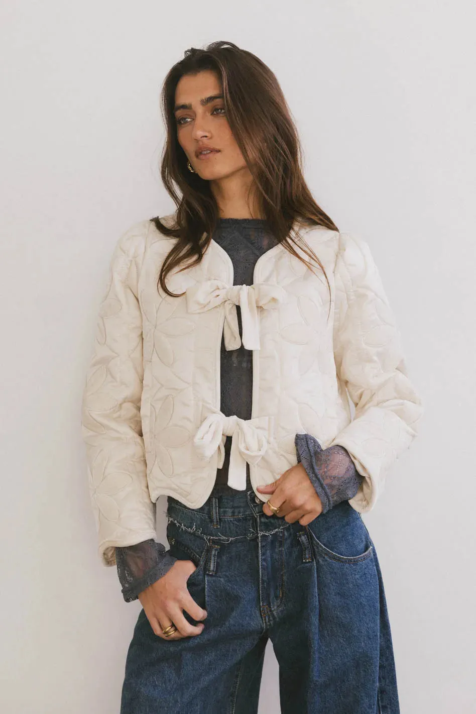 Shelly Quilted Jacket in Cream - FINAL SALE sold by bohme product image thumbnail 2