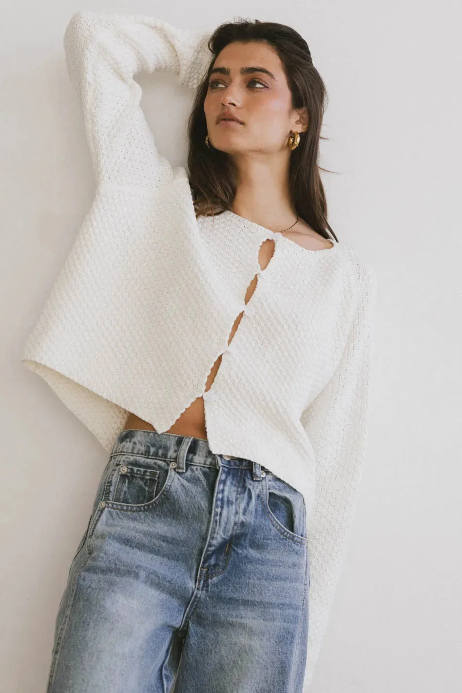 Cabbet Cardigan in Ivory sold by bohme