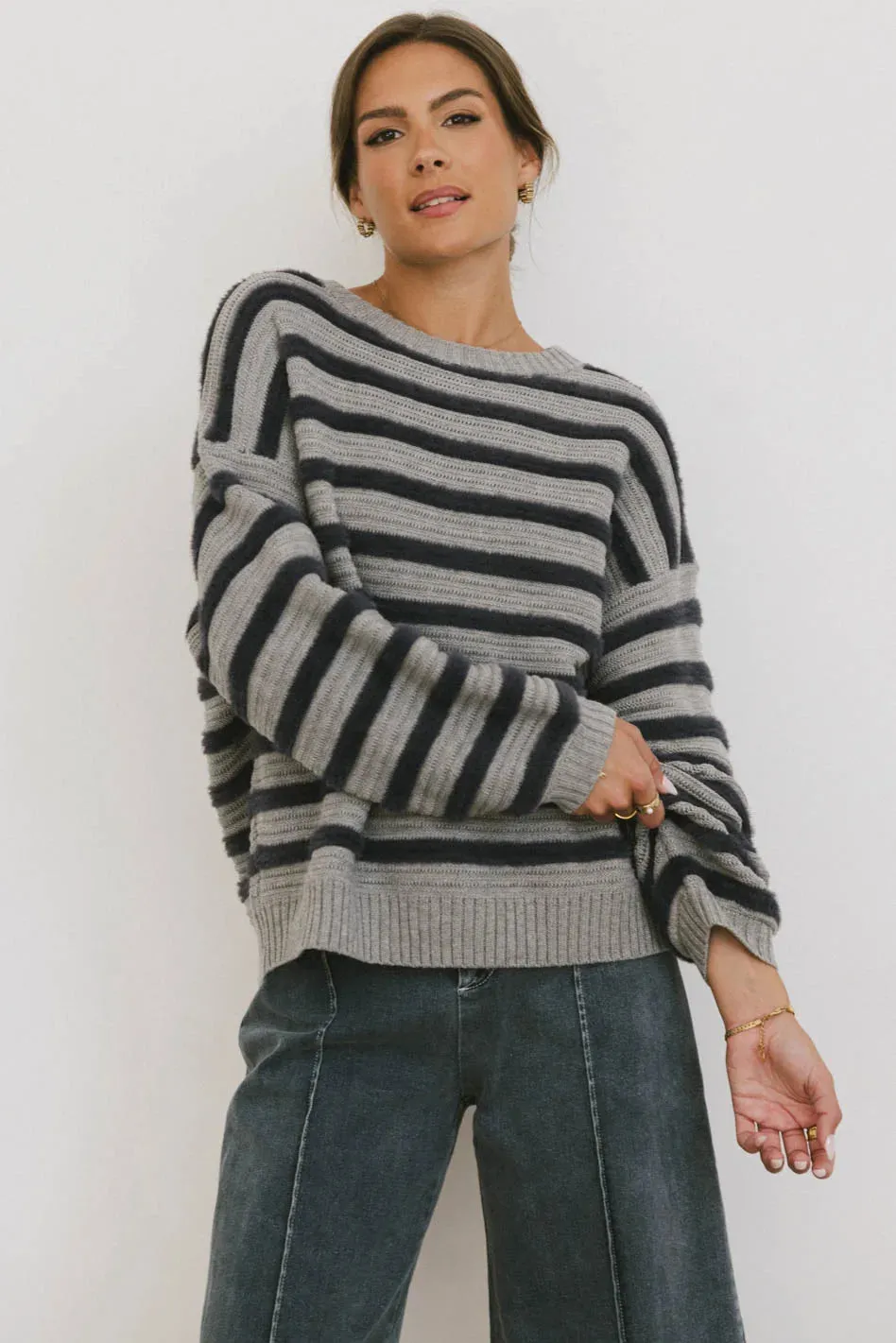 Azuline Striped Sweater in Grey - FINAL SALE sold by bohme product image thumbnail 5