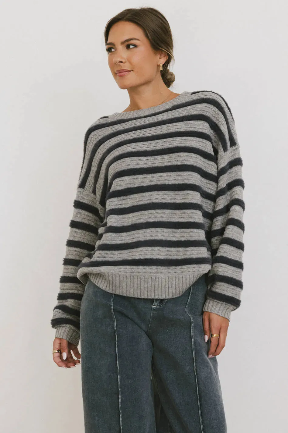Azuline Striped Sweater in Grey - FINAL SALE sold by bohme product image thumbnail 2