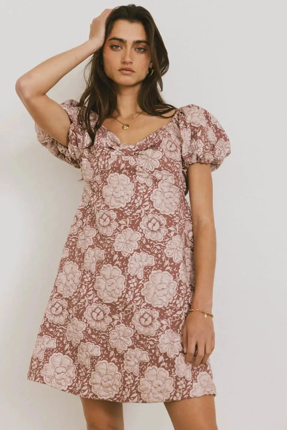 Darcella Floral Mini Dress in Mauve - FINAL SALE sold by bohme product image thumbnail 4