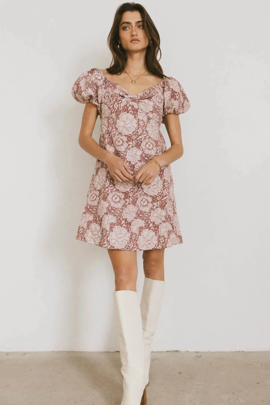 Darcella Floral Mini Dress in Mauve - FINAL SALE sold by bohme product image thumbnail 3
