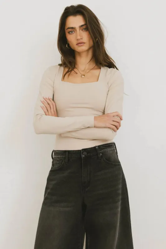 Demi Square Neck Bodysuit in Taupe - FINAL SALE sold by bohme