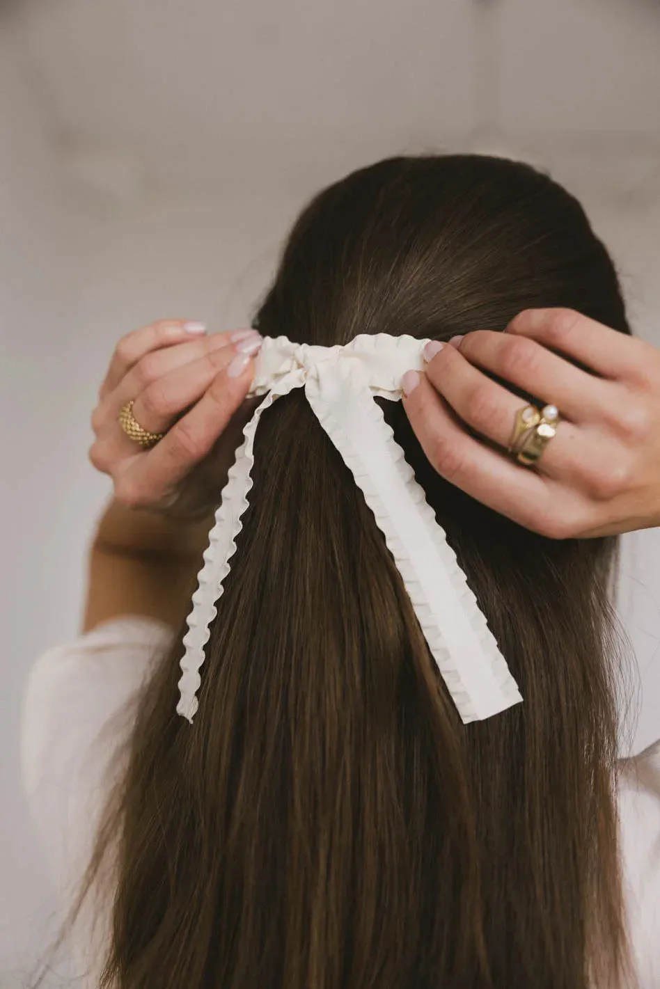 Long Tail Bow Hair Clip in Ivory sold by bohme product image thumbnail 2