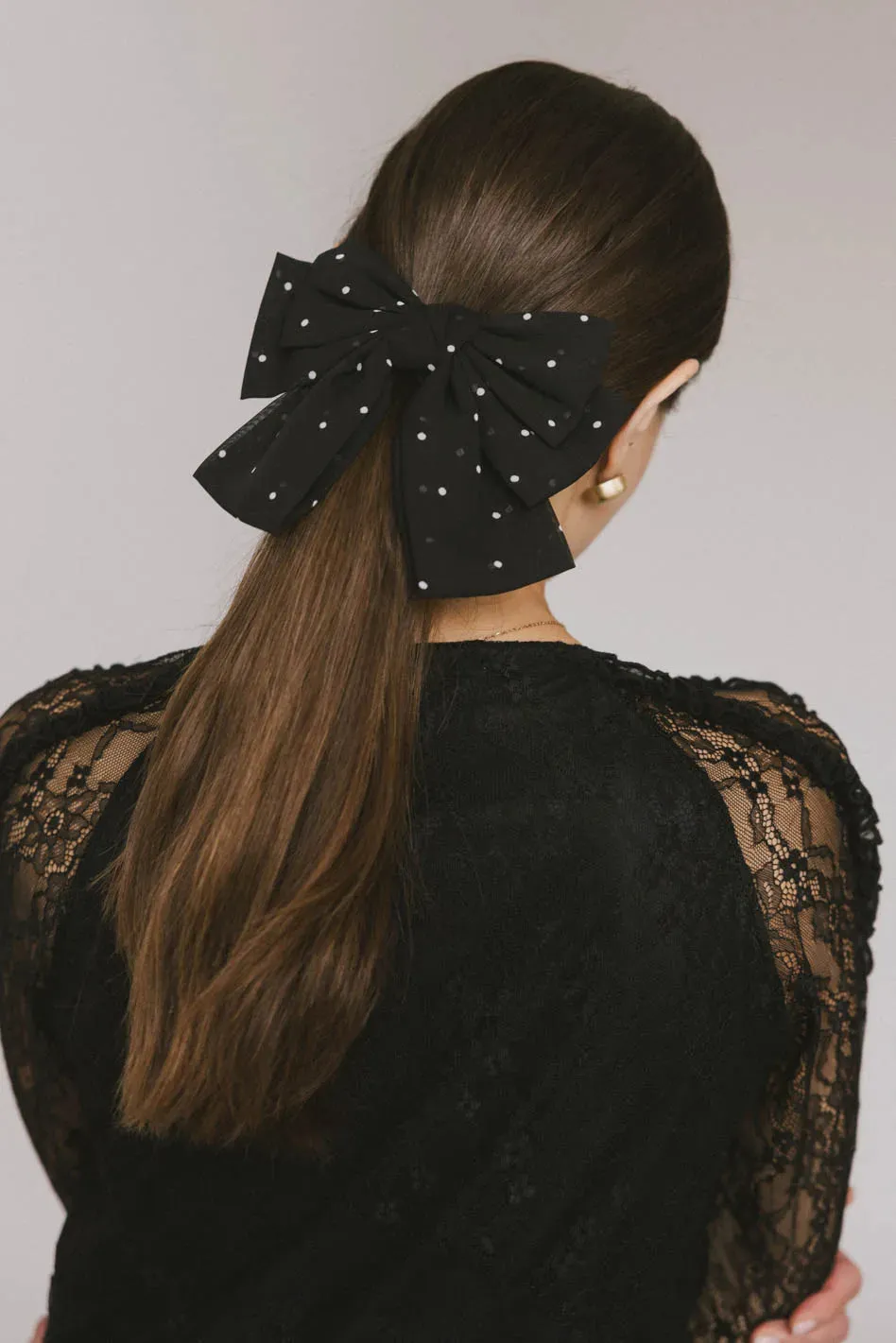 Polka Dot Bow Hair Clip in Black - FINAL SALE sold by bohme product image thumbnail 2