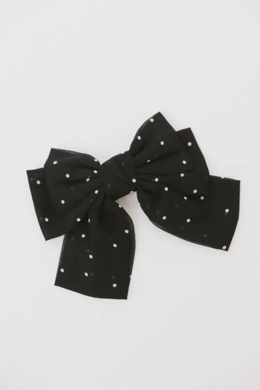 Polka Dot Bow Hair Clip in Black - FINAL SALE sold by bohme