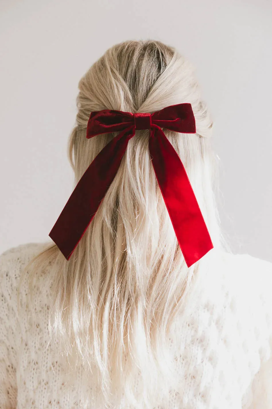 Long Tail Velvet Bow in Burgundy - FINAL SALE sold by bohme