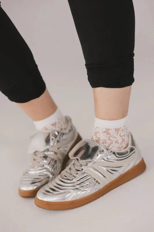 Semi Sheer Floral Socks in White made by bohme