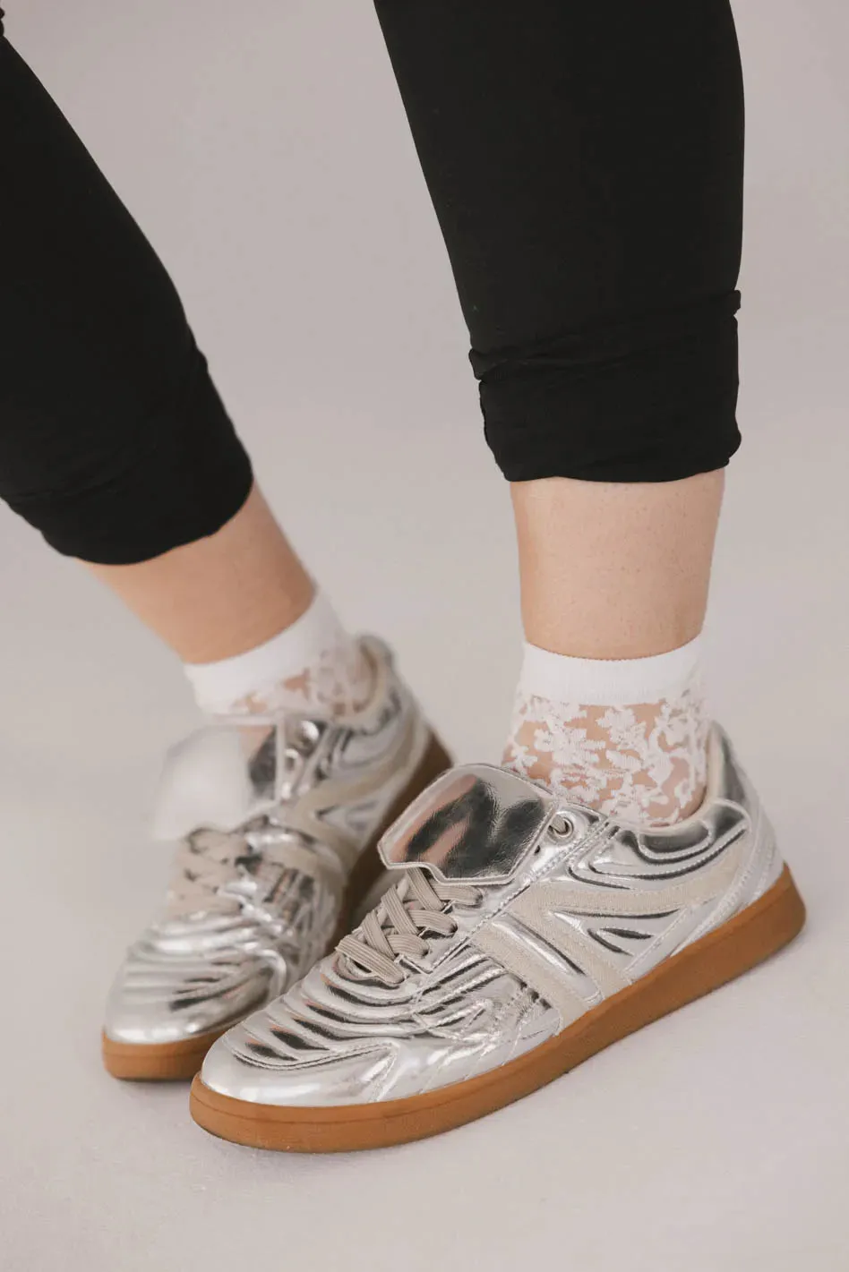 Semi Sheer Floral Socks in White sold by bohme