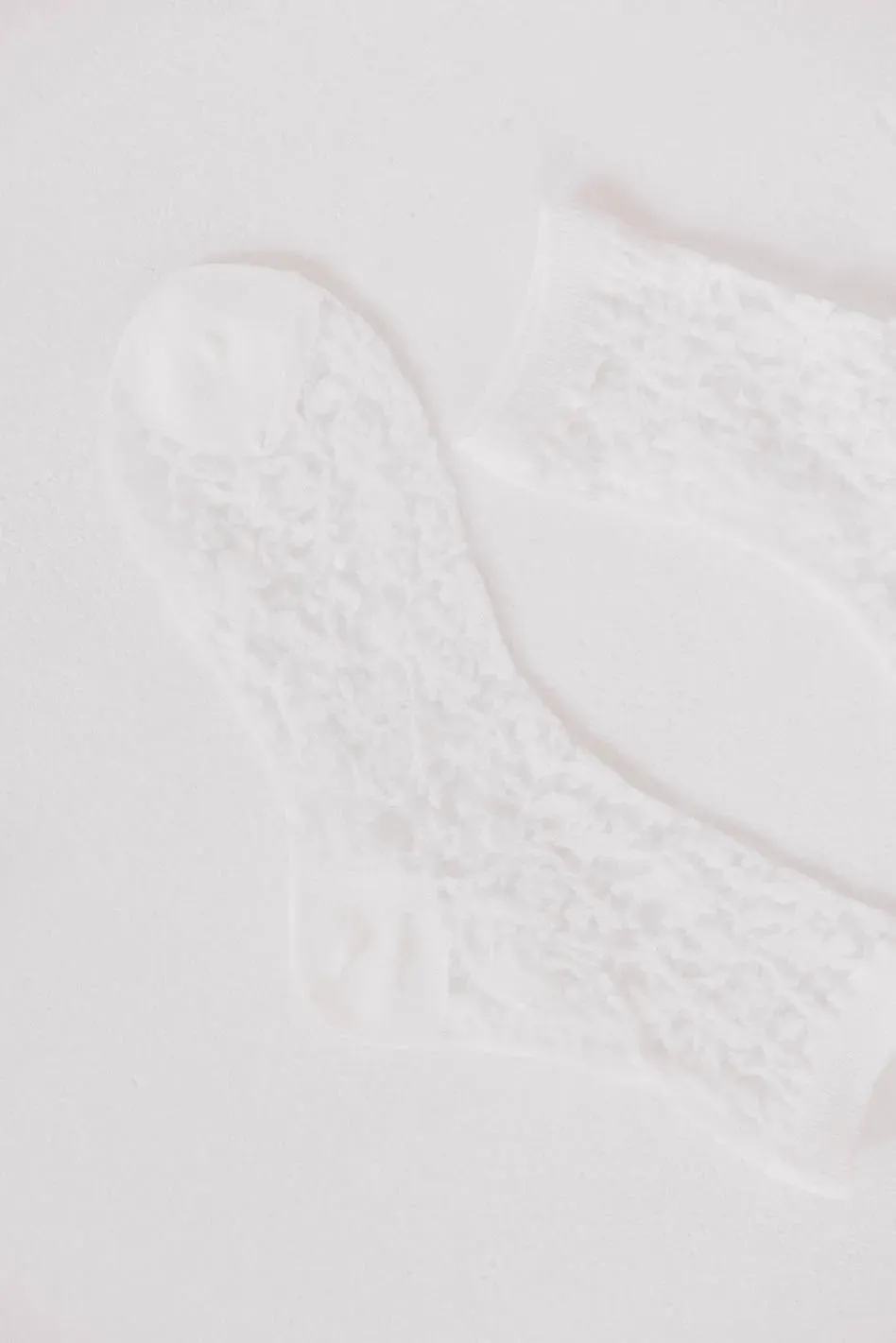 Semi Sheer Floral Socks in White sold by bohme product image thumbnail 2