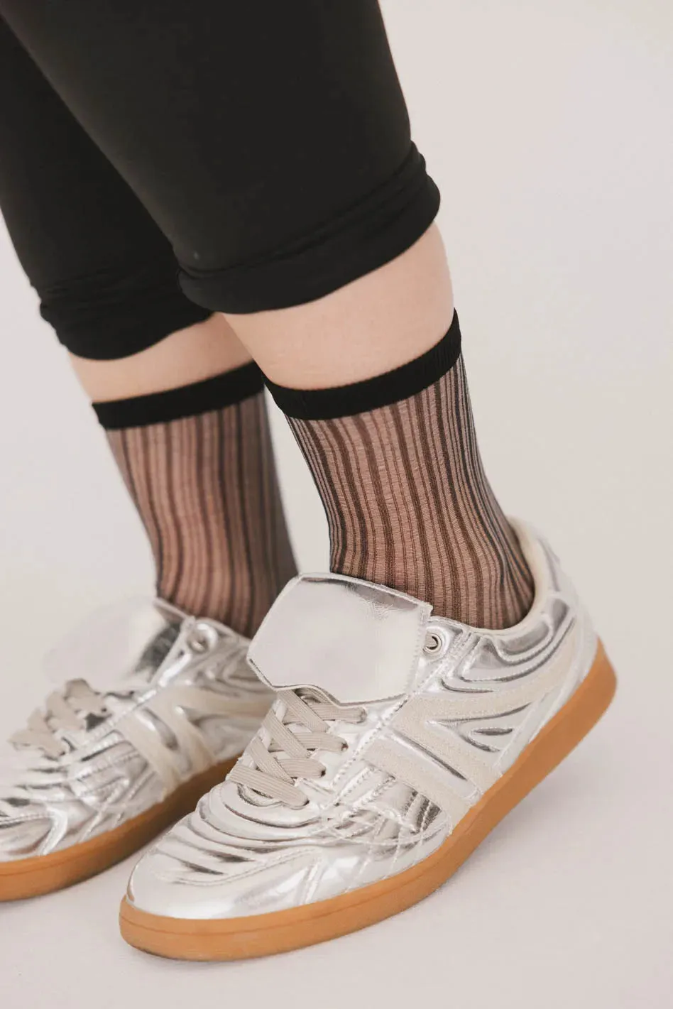 Sheer Striped Socks in Black sold by bohme product image thumbnail 2