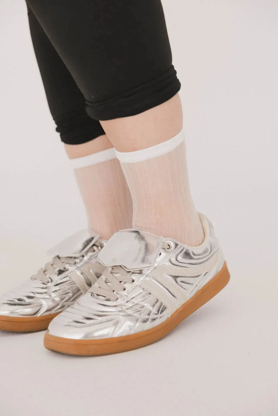 Sheer Striped Socks in White sold by bohme