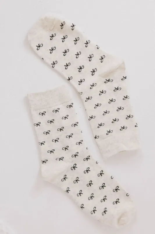 Bow Socks in White sold by bohme
