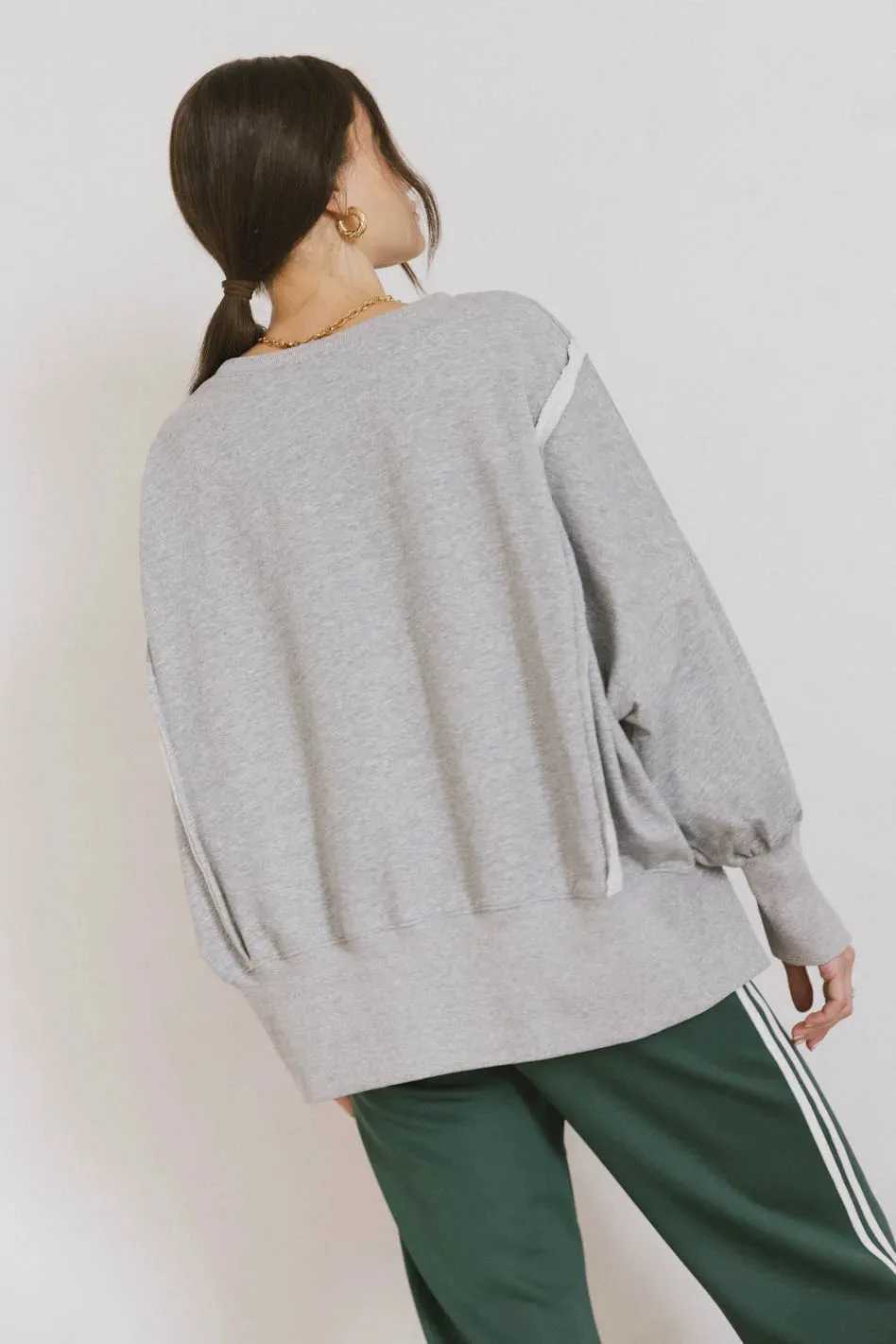 Varsity Distressed Top in Grey sold by bohme product image thumbnail 2