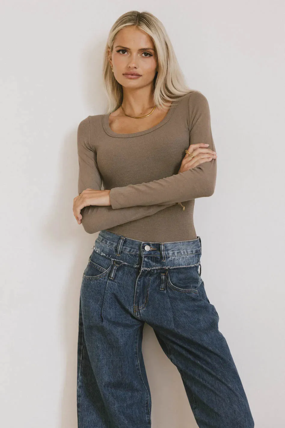 Audrey Ribbed Top in Taupe - FINAL SALE sold by bohme