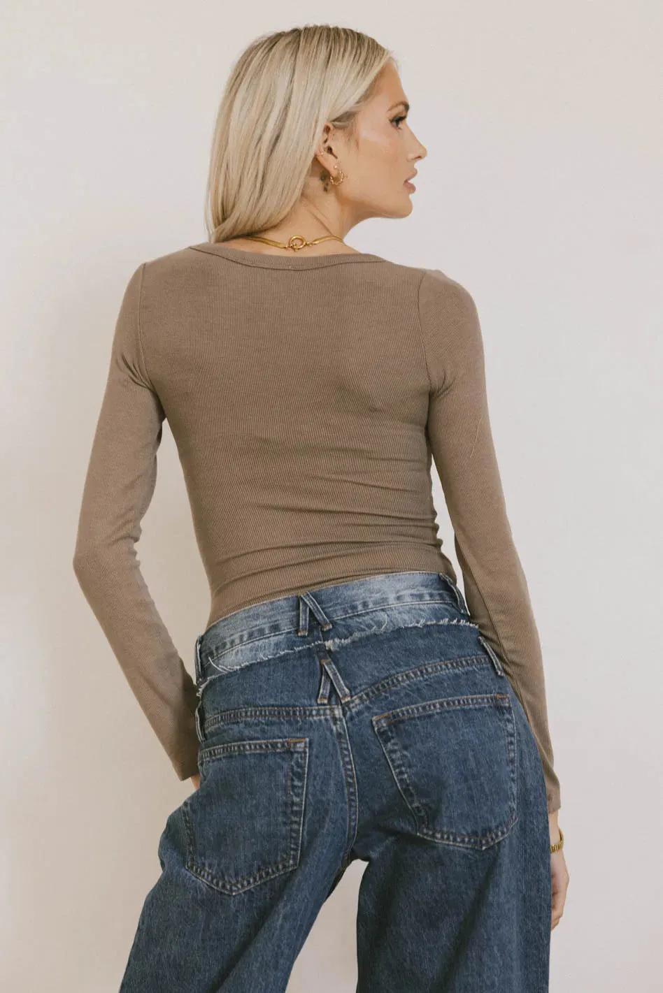 Audrey Ribbed Top in Taupe - FINAL SALE sold by bohme product image thumbnail 4