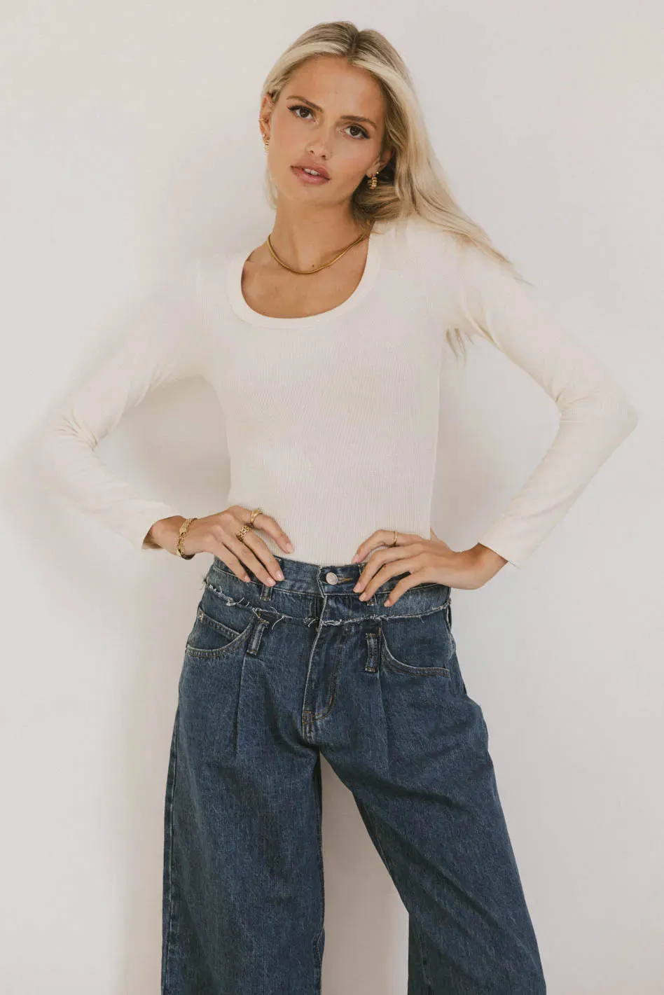 Audrey Ribbed Top in Cream - FINAL SALE sold by bohme product image thumbnail 4