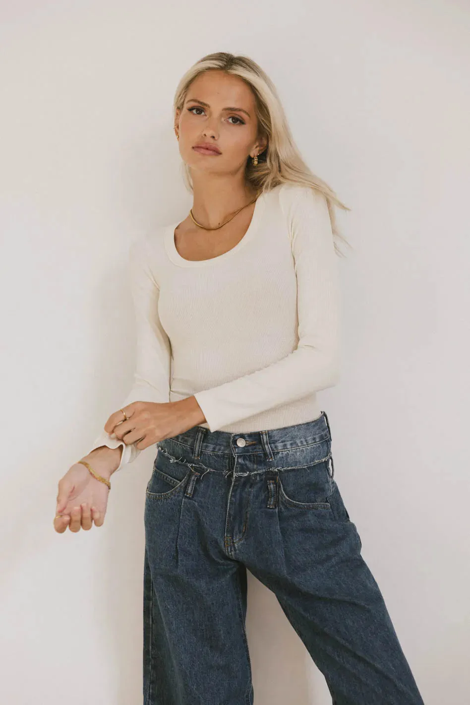 Audrey Ribbed Top in Cream - FINAL SALE sold by bohme