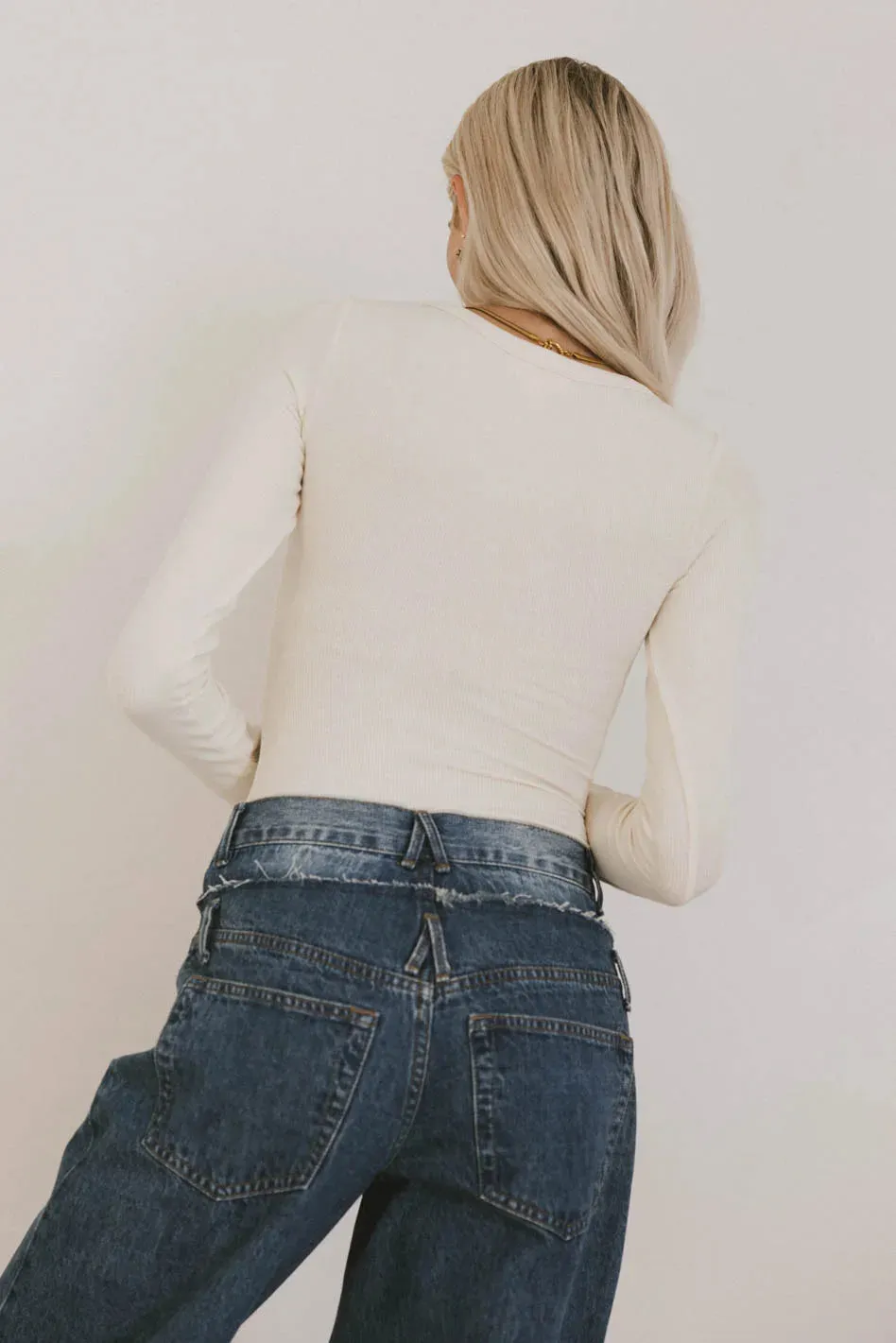 Audrey Ribbed Top in Cream - FINAL SALE sold by bohme product image thumbnail 3