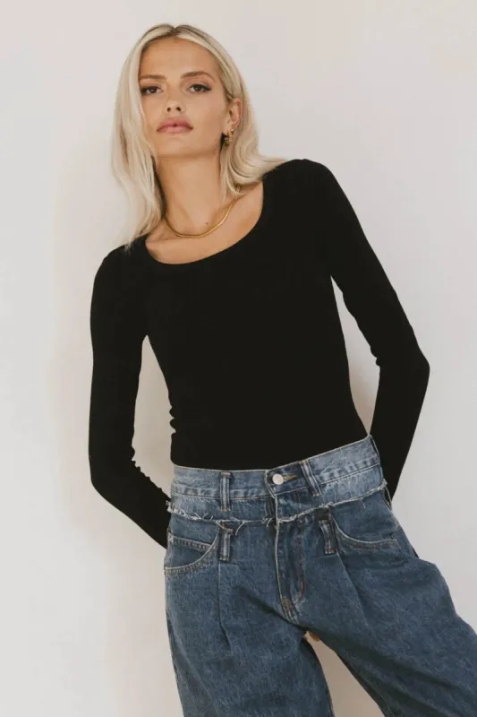 Audrey Ribbed Top in Black sold by bohme