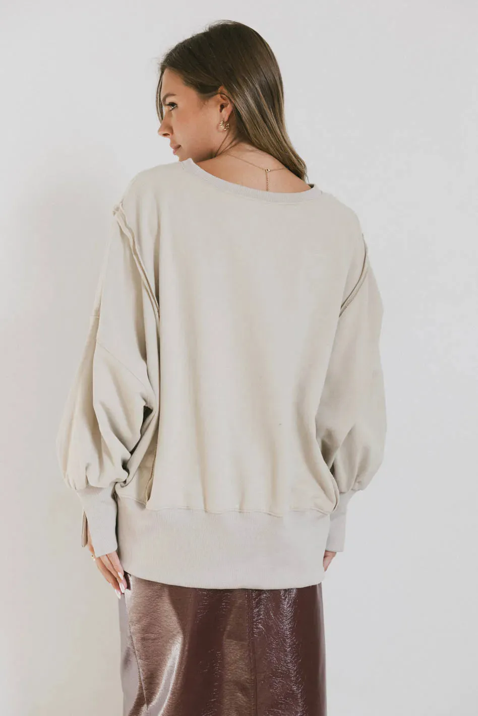 Varsity Distressed Top in Sand - FINAL SALE sold by bohme product image thumbnail 4