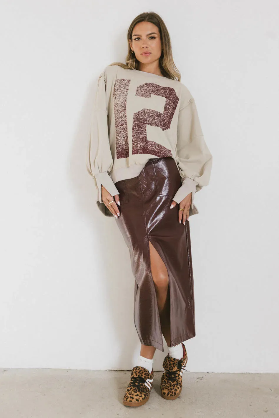 Varsity Distressed Top in Sand - FINAL SALE sold by bohme product image thumbnail 3