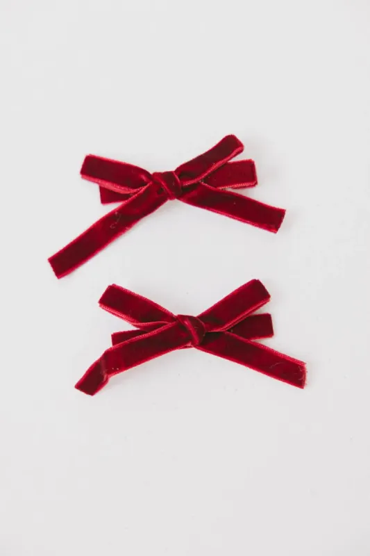 Mini Velvet Bow Clip in Wine - FINAL SALE sold by bohme