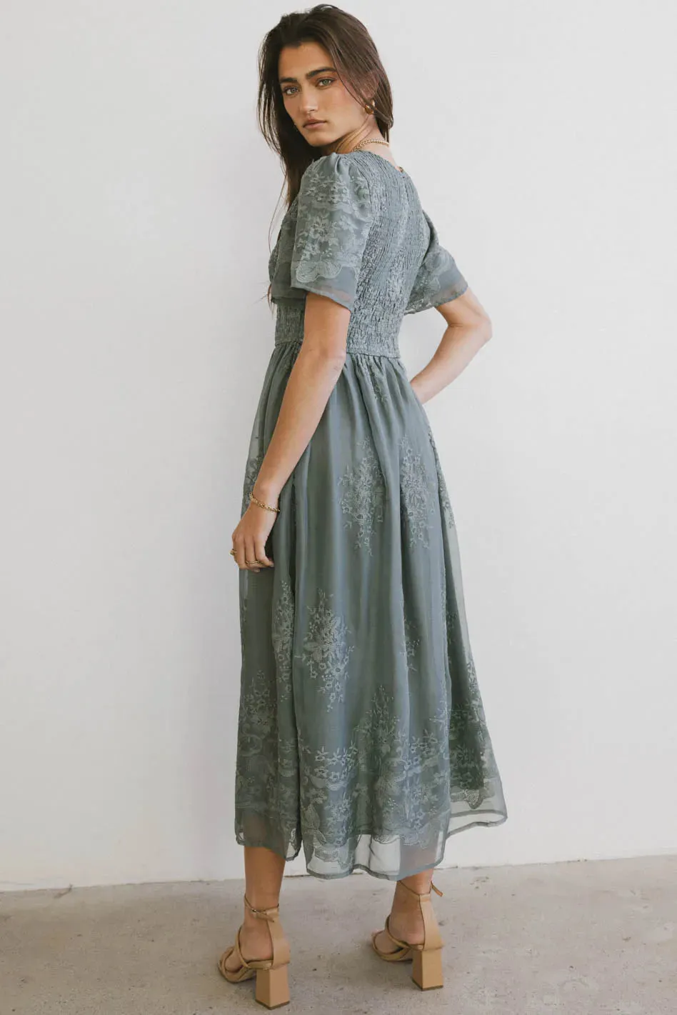 Alora Embroidered Dress in Teal - FINAL SALE sold by bohme product image thumbnail 2