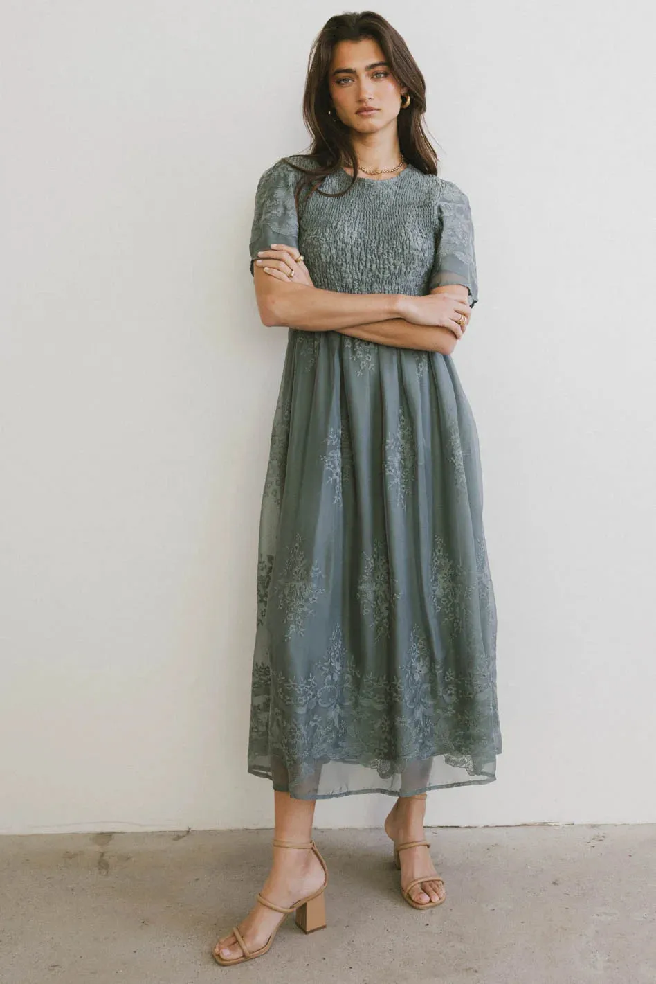 Alora Embroidered Dress in Teal - FINAL SALE sold by bohme product image thumbnail 4