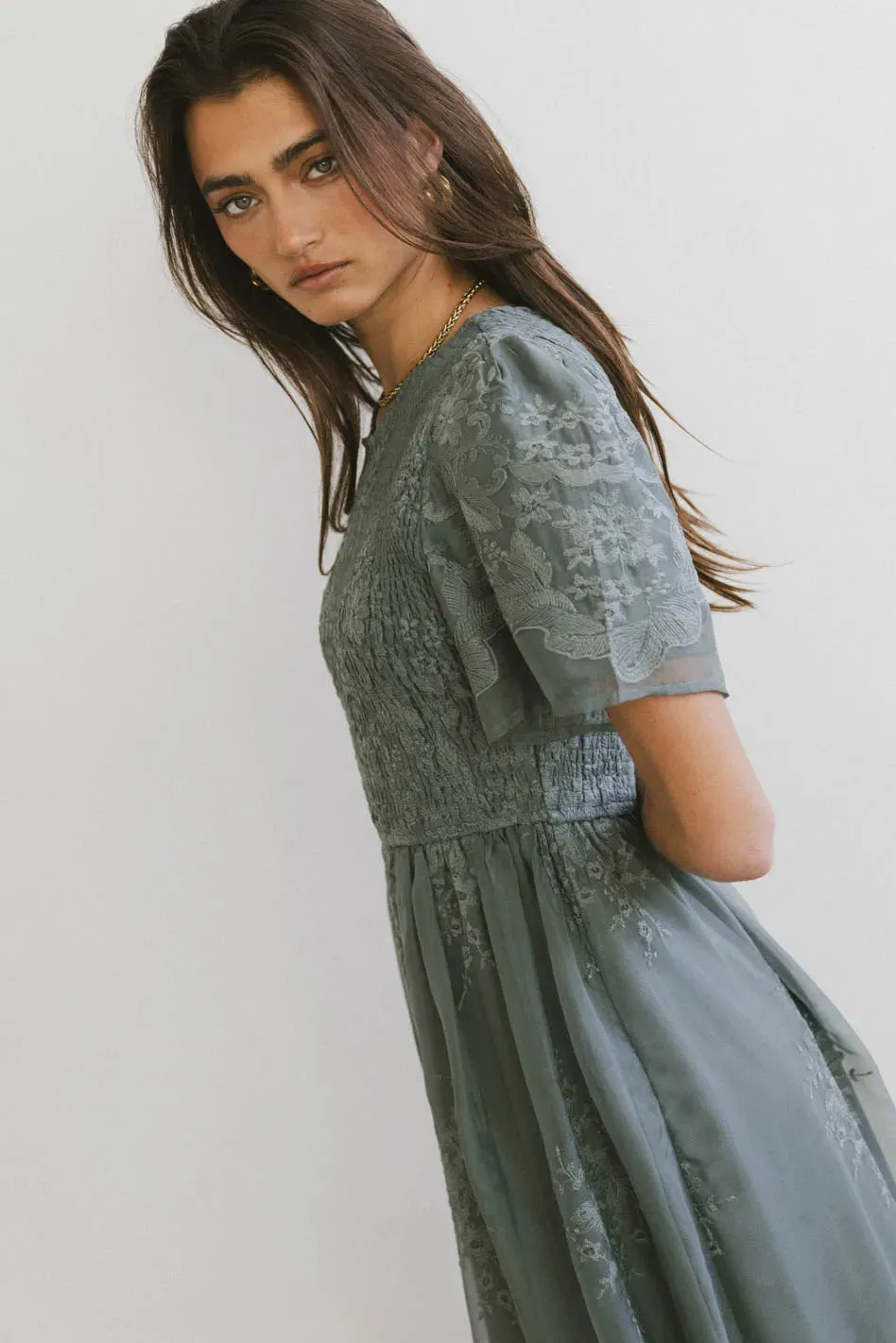 Alora Embroidered Dress in Teal - FINAL SALE sold by bohme product image thumbnail 3