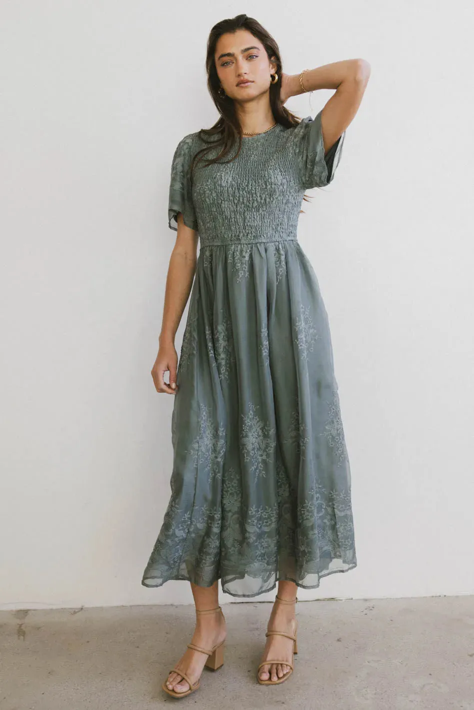 Alora Embroidered Dress in Teal - FINAL SALE sold by bohme product image thumbnail 5