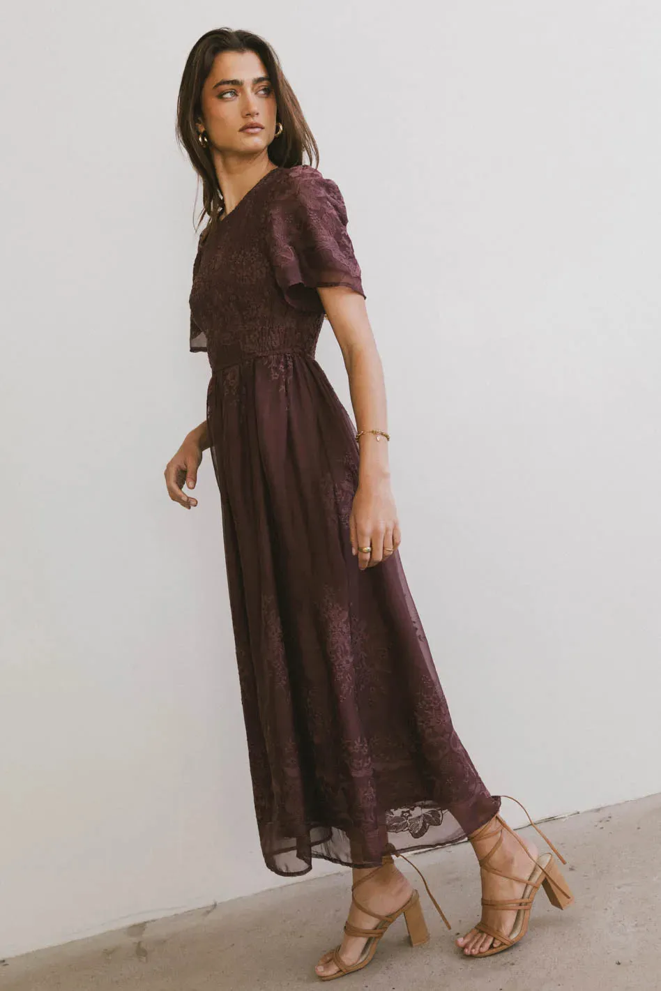 Alora Embroidered Dress in Maroon - FINAL SALE sold by bohme product image thumbnail 2