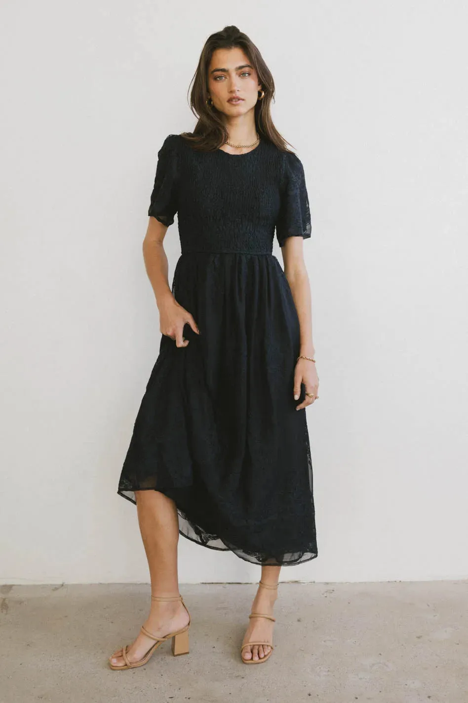 Alora Embroidered Dress in Navy - FINAL SALE sold by bohme