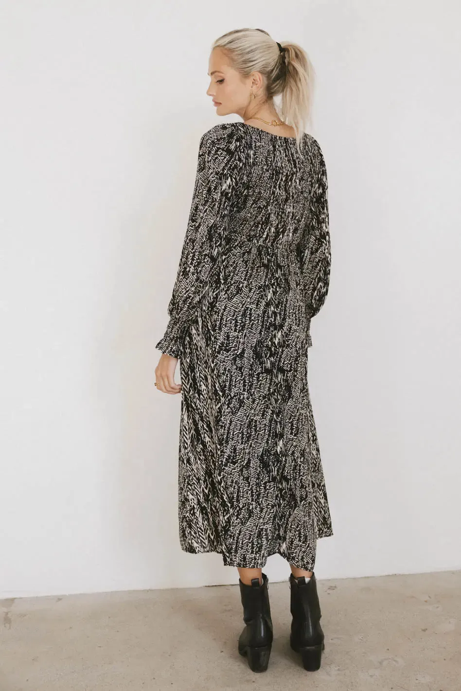 Justice Abstract Maxi Dress in Black sold by bohme product image thumbnail 4