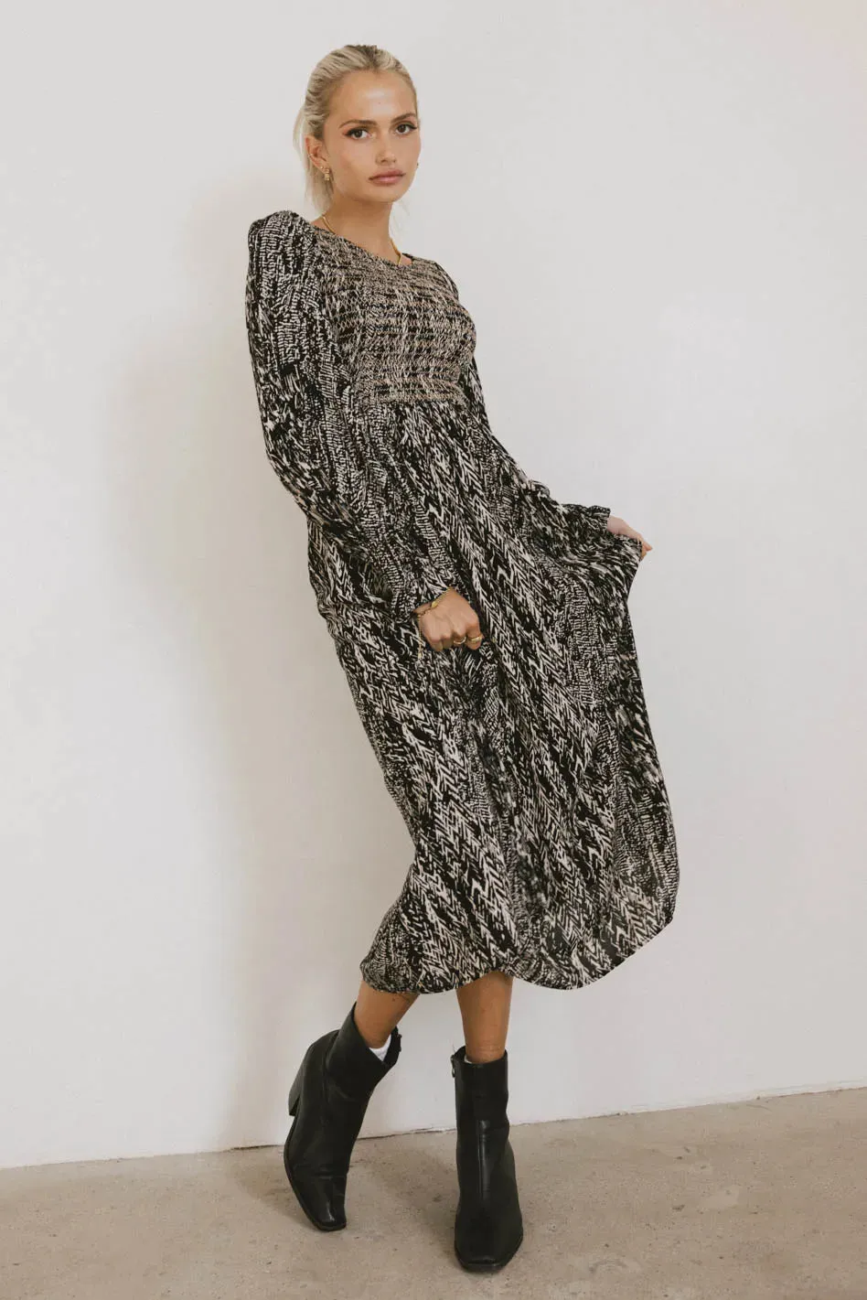 Justice Abstract Maxi Dress in Black sold by bohme product image thumbnail 3
