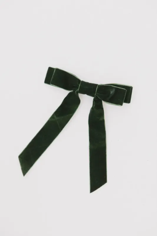 Double Loop Velvet Bow in Green sold by bohme