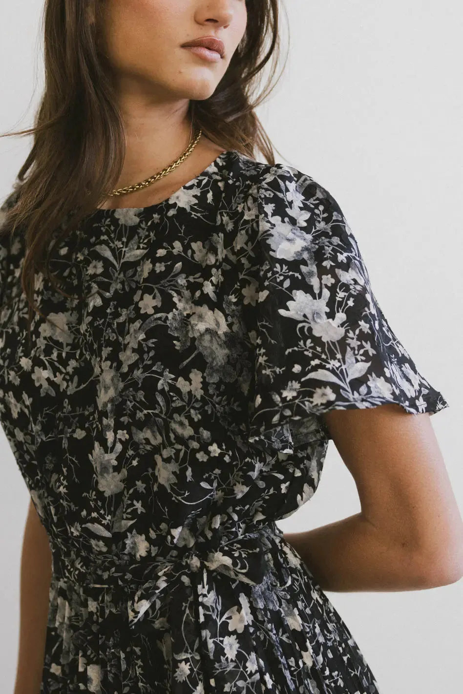 Mary Anne Floral Midi Dress in Black - FINAL SALE sold by bohme product image thumbnail 3