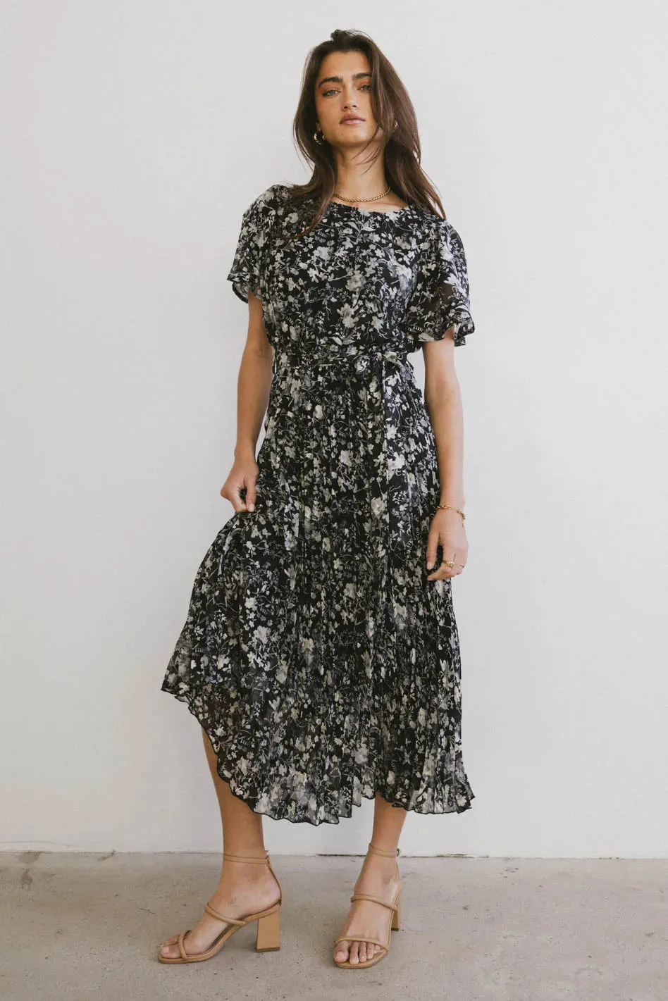 Mary Anne Floral Midi Dress in Black - FINAL SALE sold by bohme product image thumbnail 4
