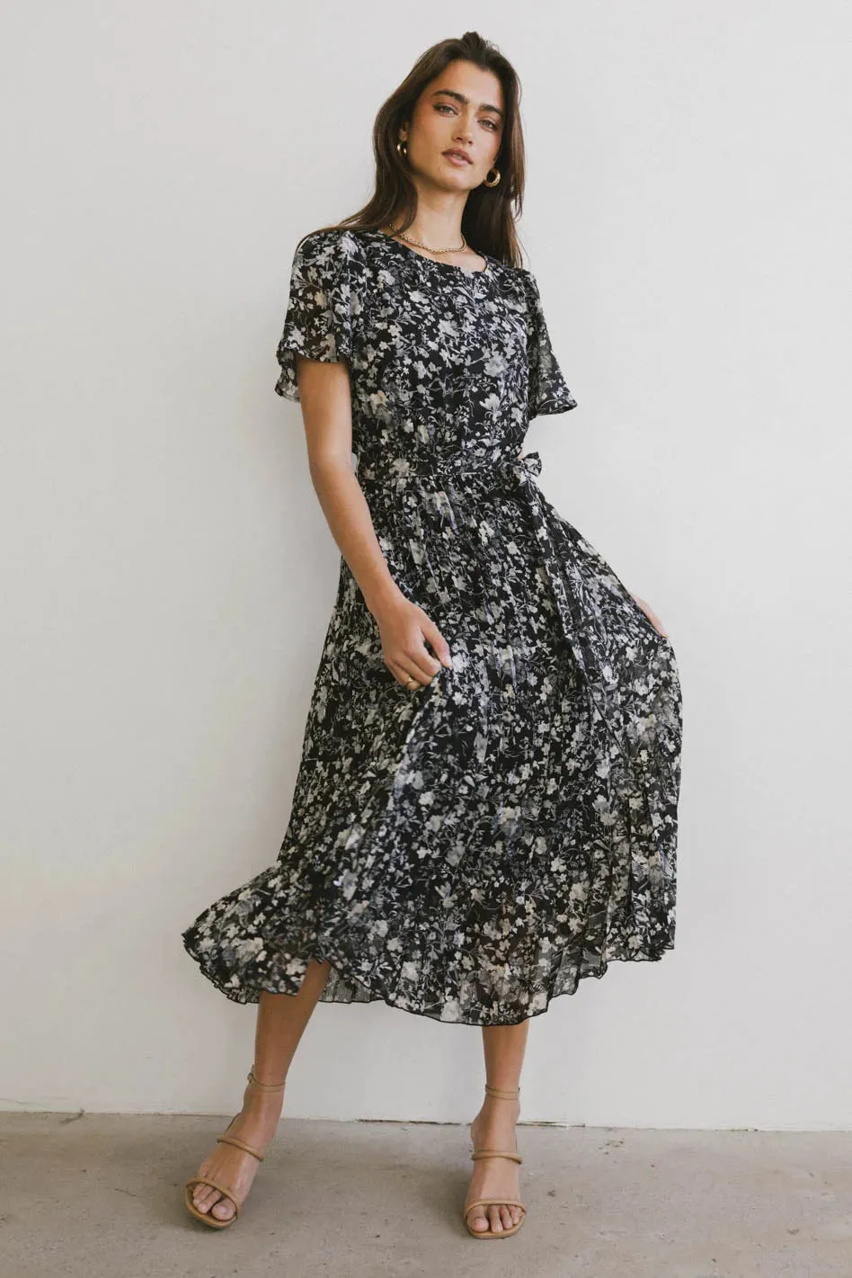 Mary Anne Floral Midi Dress in Black - FINAL SALE sold by bohme