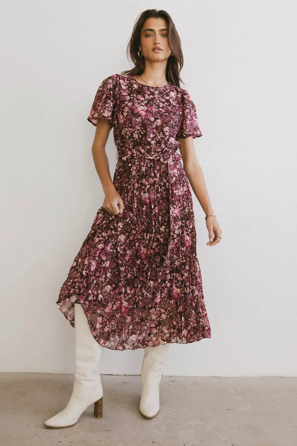 Mary Anne Floral Midi Dress in Brown - FINAL SALE sold by bohme product image thumbnail 4