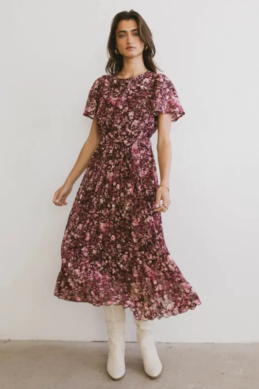 Mary Anne Floral Midi Dress in Brown - FINAL SALE sold by bohme