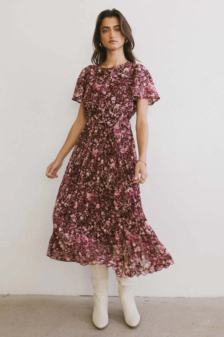 Mary Anne Floral Midi Dress in Brown - FINAL SALE sold by bohme