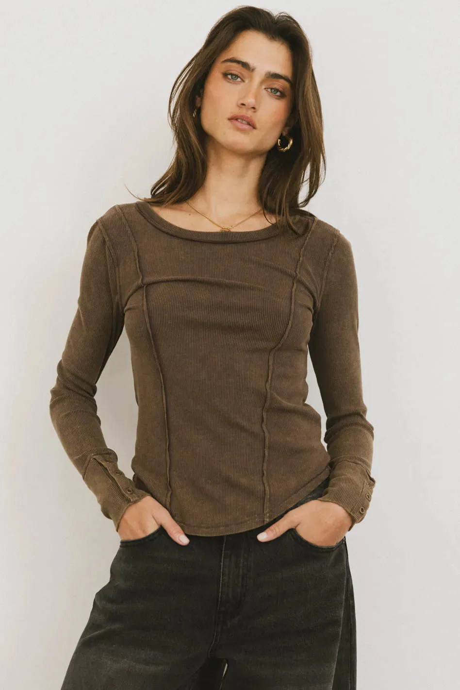 Sailor Ribbed Top in Brown - FINAL SALE sold by bohme