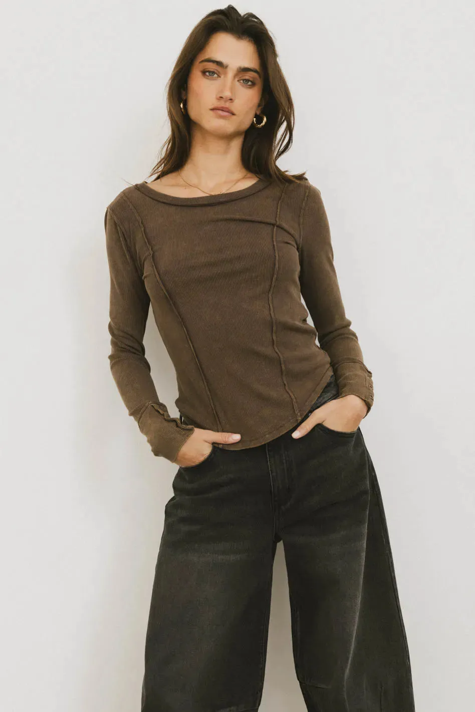 Sailor Ribbed Top in Brown - FINAL SALE sold by bohme product image thumbnail 3